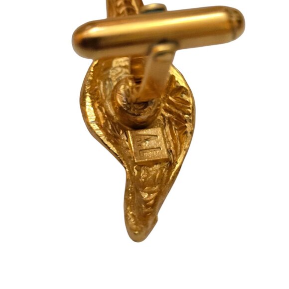 Vintage 80s Rare Alexis Lahellec Paris NOS Gilt Gold Metal Swirl Cufflinks - Picture 5 of 6